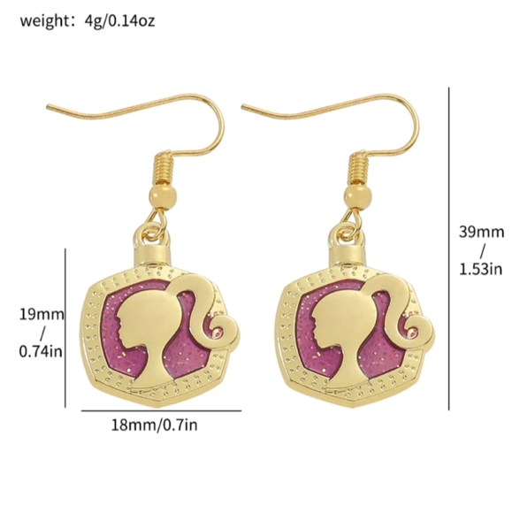 🆕 Barbie Ponytail Silhouette Earrings - Picture 3 of 6